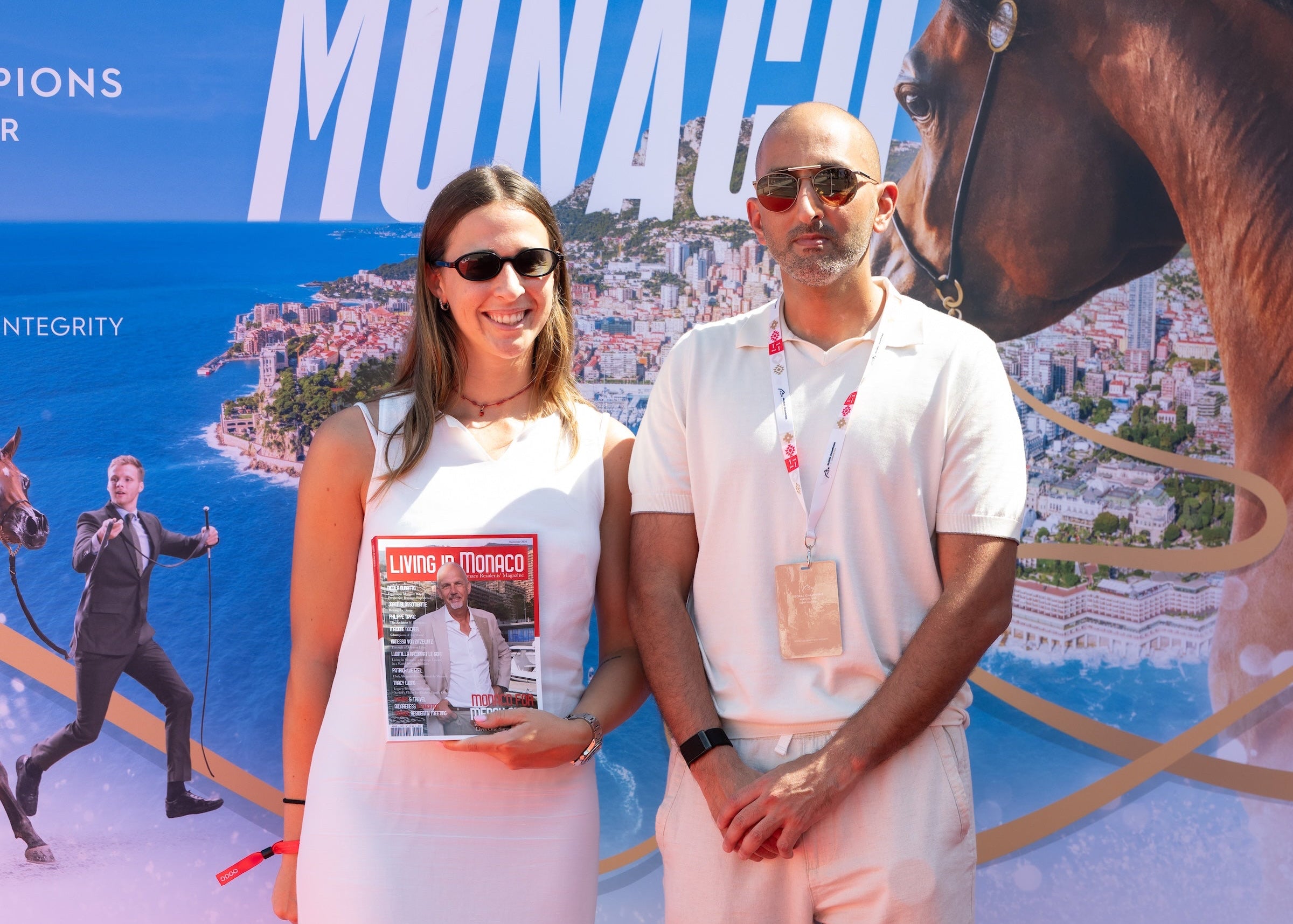Gaia Bertelli, Chief Editor of Living in Monaco magazine with Sheikh Mohammed bin Nasser Al Thani