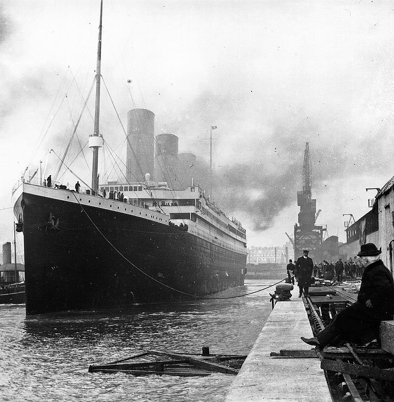 RMS Titanic departing Southampton on 10 April 1912