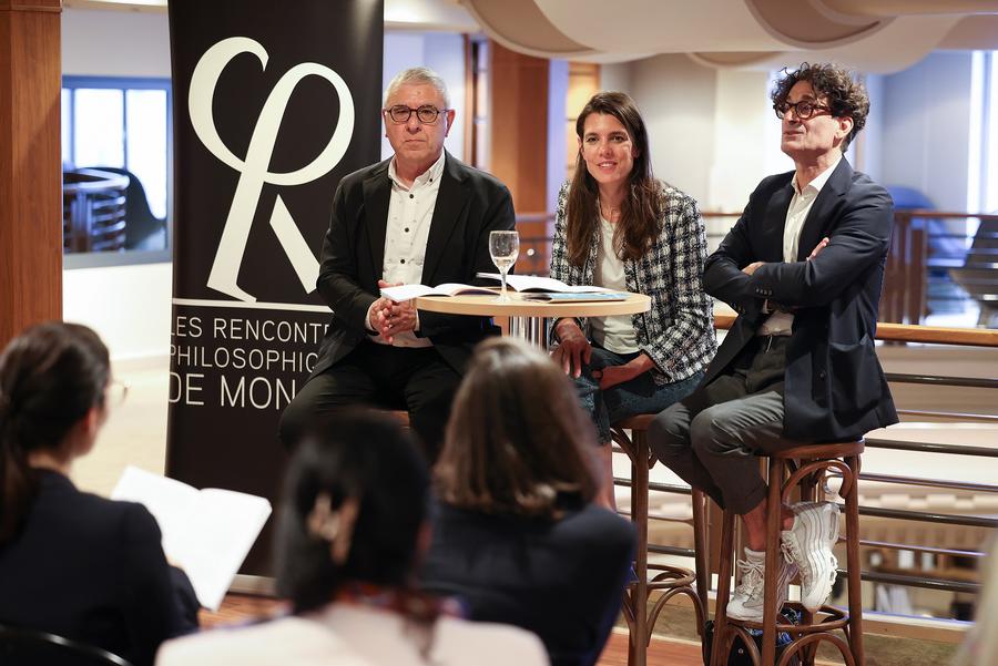 Charlotte Casiraghi, with Robert Maggiori, left, and Raphael Zagury-Orly, right. ©Government Communications Department - Frédéric Nebinger